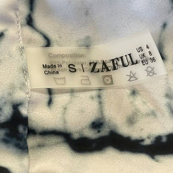 Zaful Marble Print‎ High Waisted Bandeau Bikini Set Size 4 - Picture 3 of 4